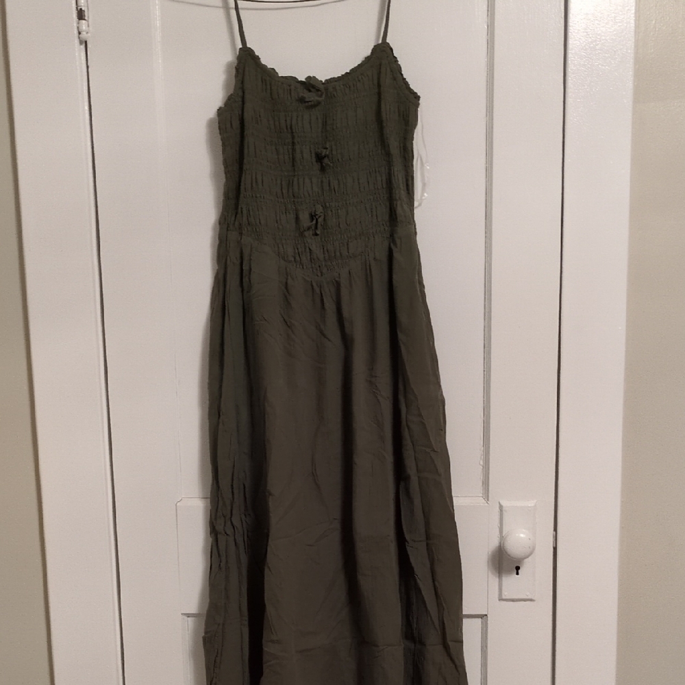 American Eagle Outfitters Olive Maxi Dress Green With Pockets